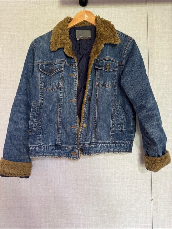 Avalon Jackets & Blazers - Avalon Blue Denim Jean Jacket with Brown Faux Fur Trim